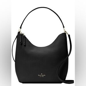 Kate Spade Genuine Leather Black Pebbled Zippy Shoulder Bag
